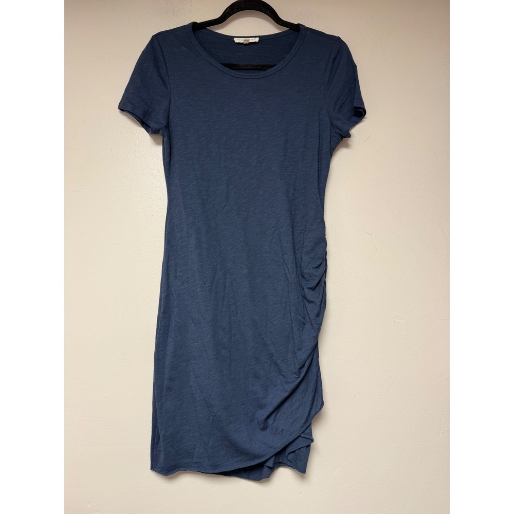 Wasabi + Mint T-Shirt Dress Womens Medium Navy Blue Excellent Ruched Side Slub
